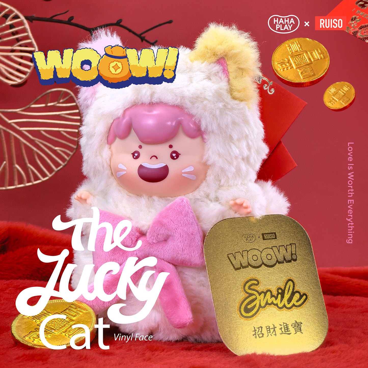 【BOGO】WOOW The Lucky Cat Series Vinyl Face Plush Bag Dolls