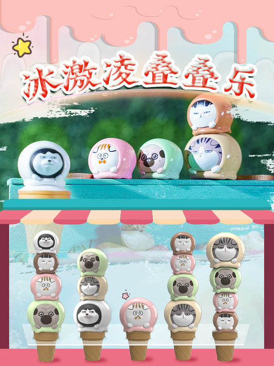 WUHUANG Cat Ice Cream Mini Beans Серия фигурок из ПВХ 