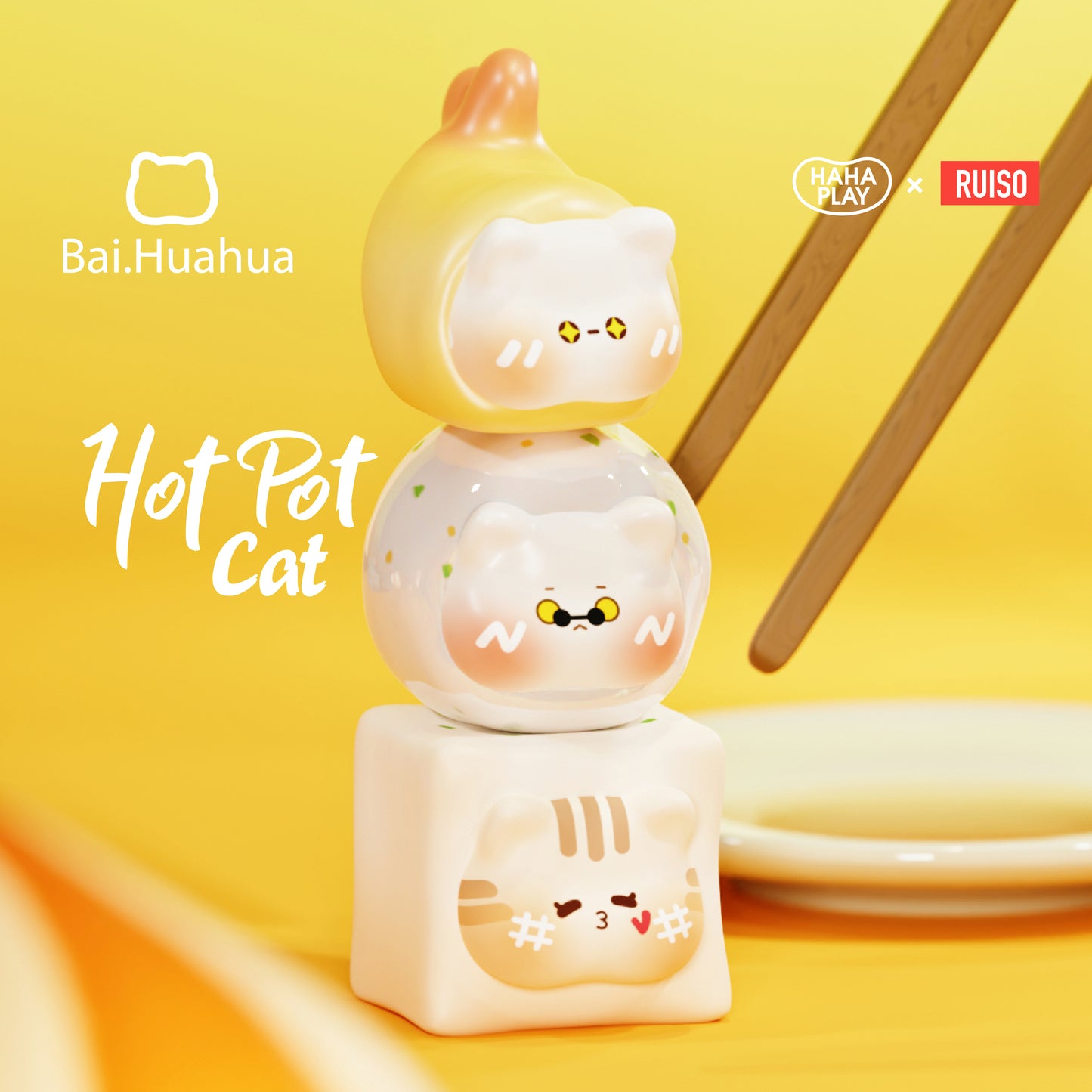 Bai.Huahua Hot Pot Cat Mini Beans Series PVC Figures