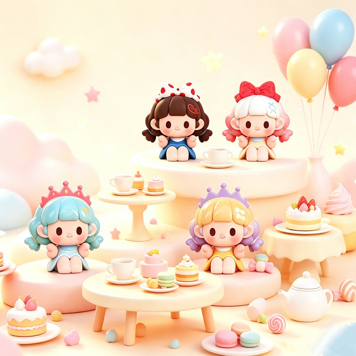 Titi Animal Tea Party Series Mini Beans Figures