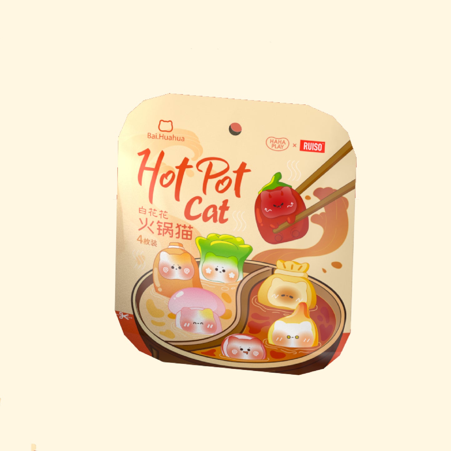 Bai.Huahua Hot Pot Cat Mini Beans Series PVC Figures