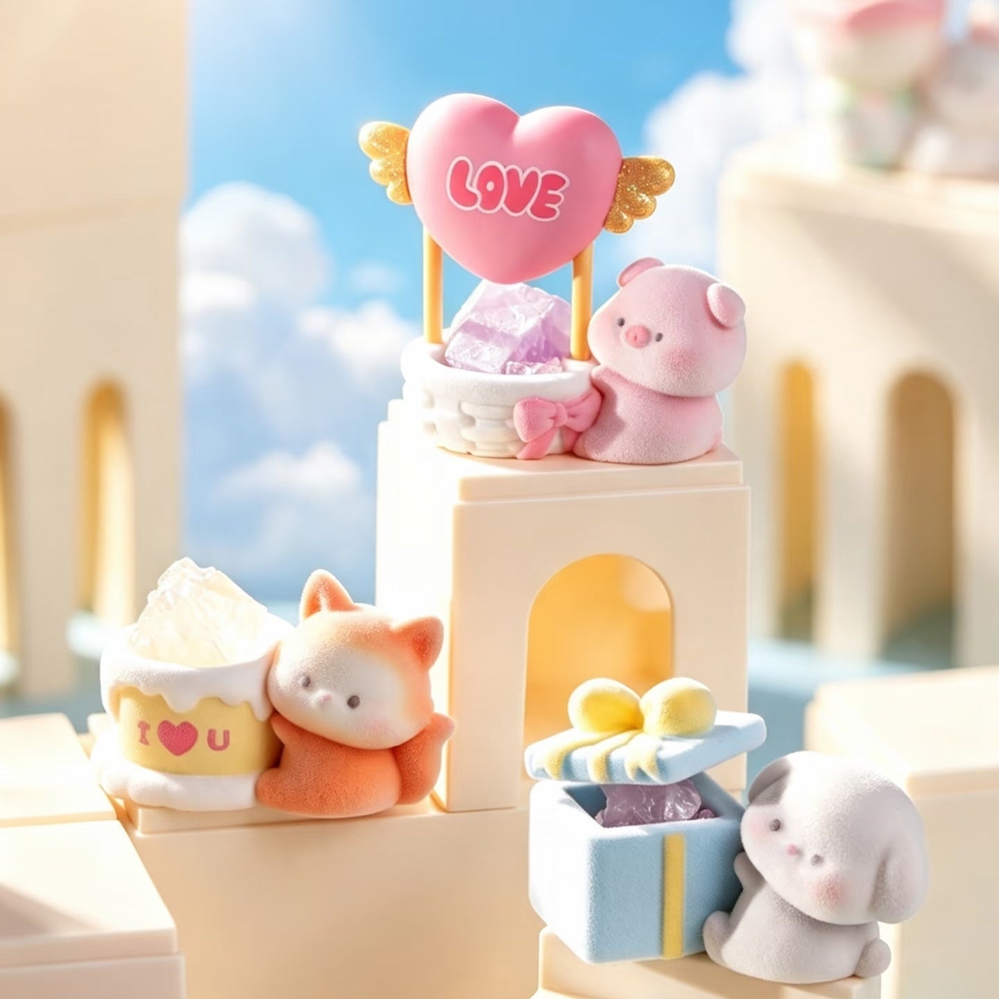 Cupid Hug Energy Crystal Stone Series Figures